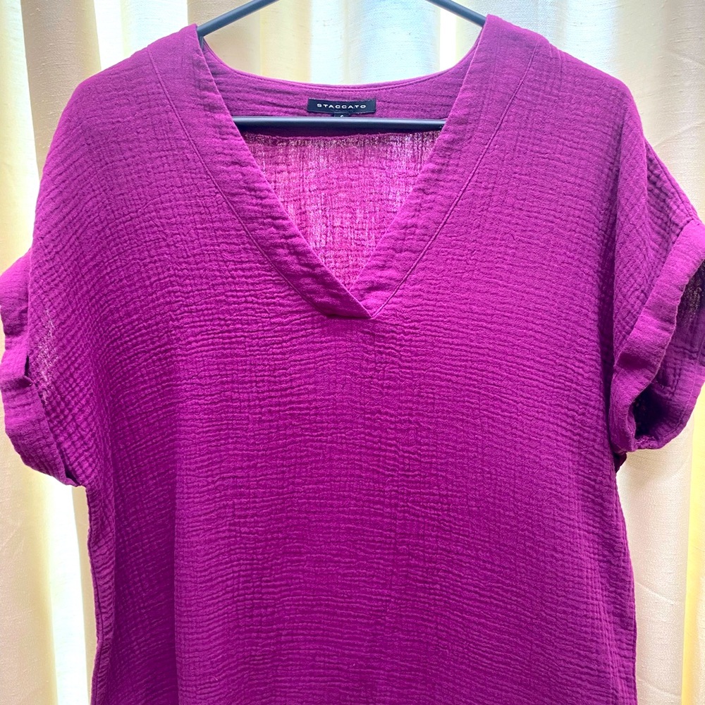 V-neck blouse.
